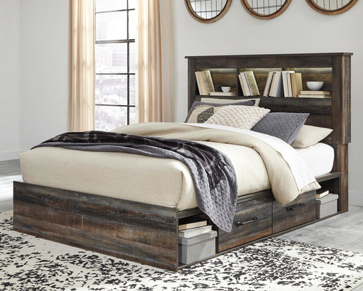 Drystan Queen Bookcase Bed with 4 Storage Drawers with Mirrored Dresser - alternate view 2