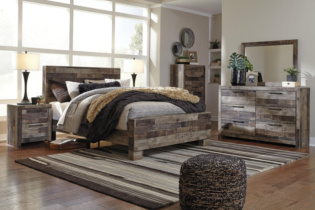 Derekson Queen Panel Bed with Mirrored Dresser, Chest and Nightstand - alternate view 2