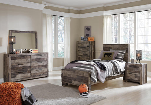 Derekson Twin Panel Bed with Mirrored Dresser, Chest and Nightstand - alternate view 2