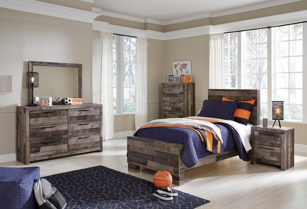 Derekson Twin Panel Bed with Mirrored Dresser, Chest and Nightstand - alternate view 11