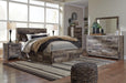 Derekson Queen Panel Bed with 4 Storage Drawers with Mirrored Dresser, Chest and Nightstand - alternate view 2