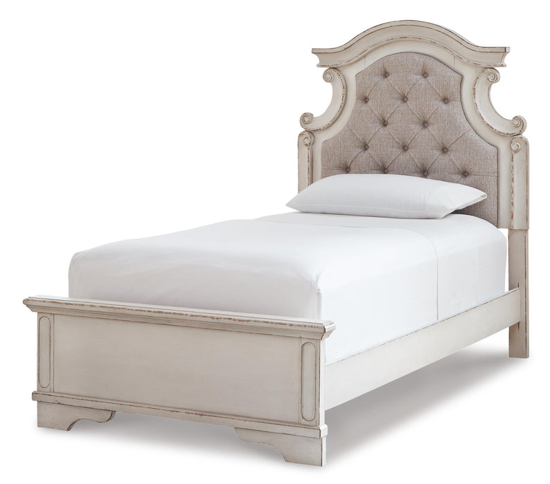 Realyn Twin Panel Bed with Mirrored Dresser, Chest and Nightstand - alternate view 2