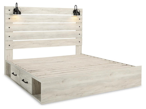 Cambeck King Panel Bed with 2 Storage Drawers with Mirrored Dresser and Nightstand - alternate view 2