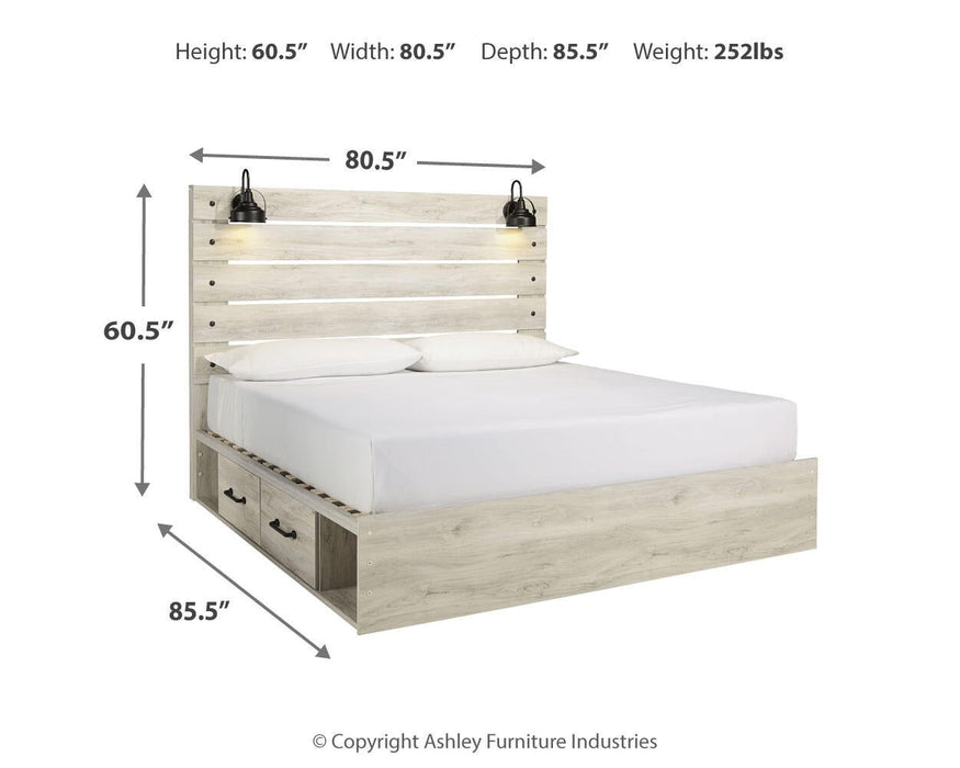 Cambeck King Panel Bed with 2 Storage Drawers with Mirrored Dresser and Nightstand - alternate view 6