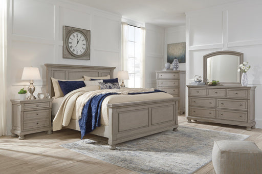 Lettner California King Panel Bed with Mirrored Dresser, Chest and Nightstand - alternate view 2