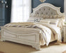 Realyn California King Upholstered Panel Bed with Mirrored Dresser - alternate view 4