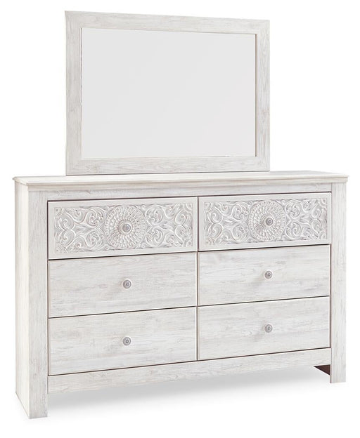 Paxberry Queen Panel Bed with Mirrored Dresser - alternate view 2