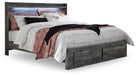 Baystorm King Panel Bed with 2 Storage Drawers with Mirrored Dresser, and Nightstand - alternate view 3