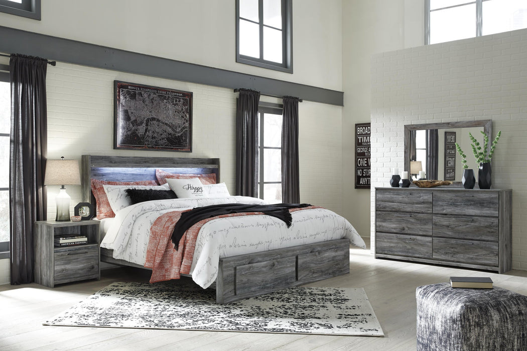 Baystorm King Panel Bed with 2 Storage Drawers with Mirrored Dresser, and Nightstand - alternate view 2