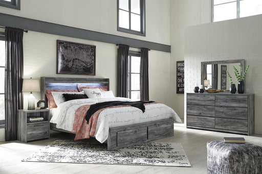 Baystorm King Panel Bed with 2 Storage Drawers with Mirrored Dresser, and Nightstand - alternate view 2