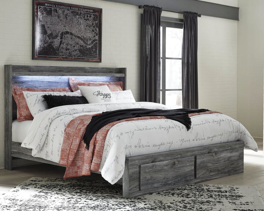 Baystorm King Panel Bed with 2 Storage Drawers with Mirrored Dresser, and Nightstand - alternate view 8