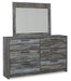 Baystorm Full Panel Headboard with Mirrored Dresser and Nightstand - alternate view 4