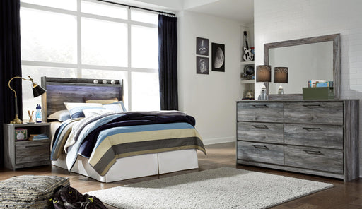 Baystorm Full Panel Headboard with Mirrored Dresser and Nightstand - alternate view 2