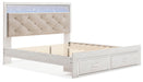 Altyra King Upholstered Storage Bed with Mirrored Dresser and Nightstand - alternate view 3
