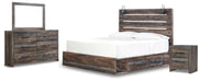 Drystan King Panel Bed with 2 Storage Drawers with Mirrored Dresser and Nightstand - alternate view 2