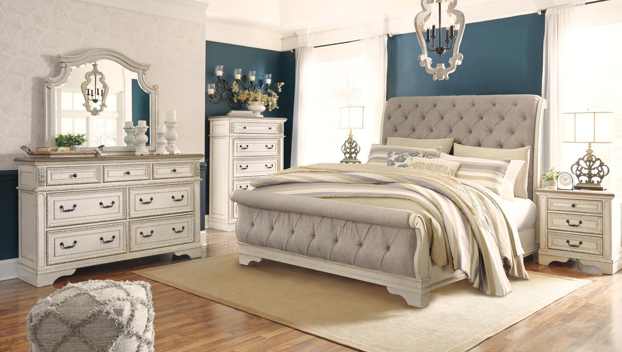 Realyn California King Sleigh Bed with Mirrored Dresser, Chest and Nightstand - alternate view 6