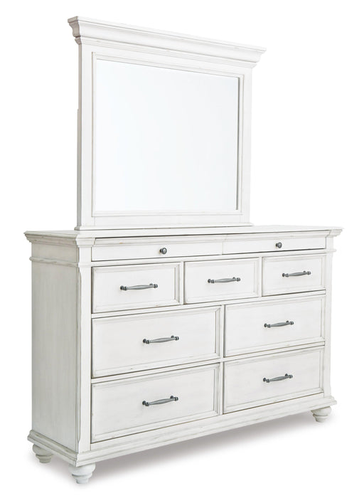 Kanwyn King Panel Bed with Storage with Mirrored Dresser - alternate view 3