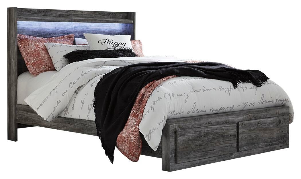 Baystorm Queen Panel Bed with 2 Storage Drawers with Mirrored Dresser and Nightstand - alternate view 3