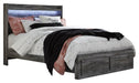 Baystorm Queen Panel Bed with 2 Storage Drawers with Mirrored Dresser and Nightstand - alternate view 3