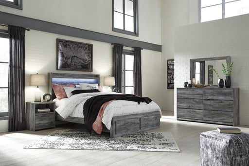 Baystorm Queen Panel Bed with 2 Storage Drawers with Mirrored Dresser and Nightstand - alternate view 2