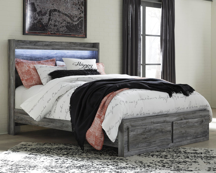 Baystorm Queen Panel Bed with 2 Storage Drawers with Mirrored Dresser and Nightstand - alternate view 8