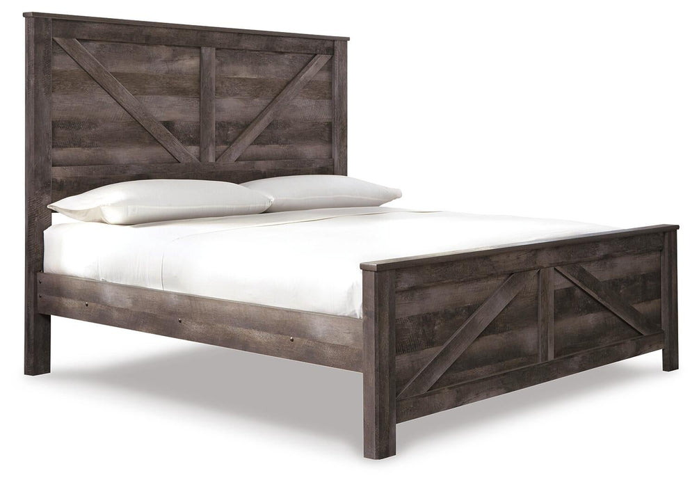 Wynnlow King Crossbuck Panel Bed with Mirrored Dresser, Chest and Nightstand - alternate view 6
