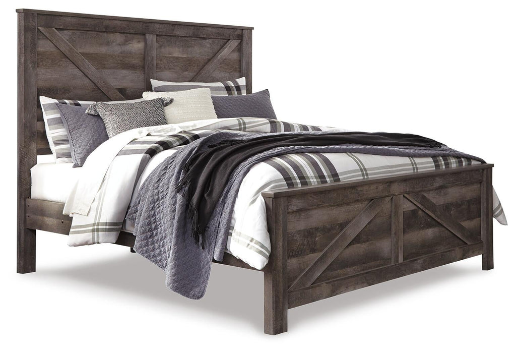 Wynnlow King Crossbuck Panel Bed with Mirrored Dresser, Chest and Nightstand - alternate view 7