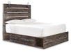 Drystan Queen Panel Bed with 2 Storage Drawers with Mirrored Dresser and Nightstand - alternate view 3