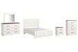 Gerridan Queen Panel Bed with Mirrored Dresser, Chest and Nightstand