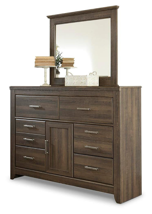 Juararo King Poster Bed with Mirrored Dresser and Nightstand - alternate view 3