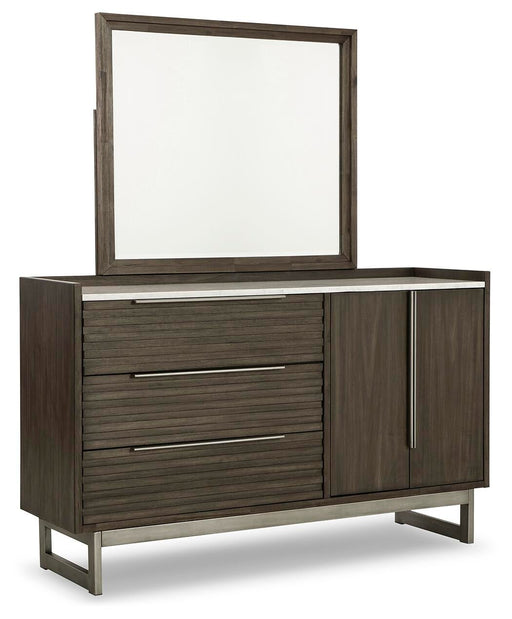 Arkenton King Panel Bed with Mirrored Dresser - alternate view 2