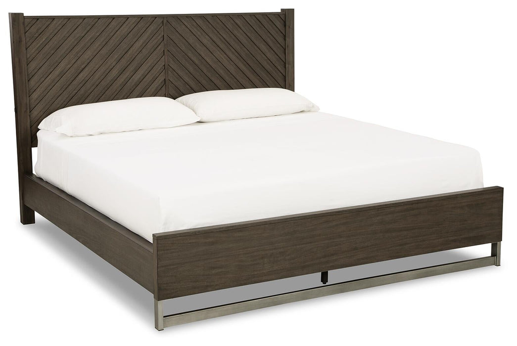 Arkenton King Panel Bed with Mirrored Dresser - alternate view 3