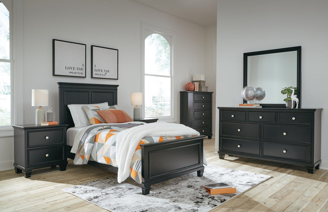 Lanolee Twin Panel Bed with Mirrored Dresser, Chest and Nightstand - alternate view 24