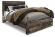 Derekson Queen Panel Bed with 2 Storage Drawers with Mirrored Dresser and Nightstand - alternate view 4
