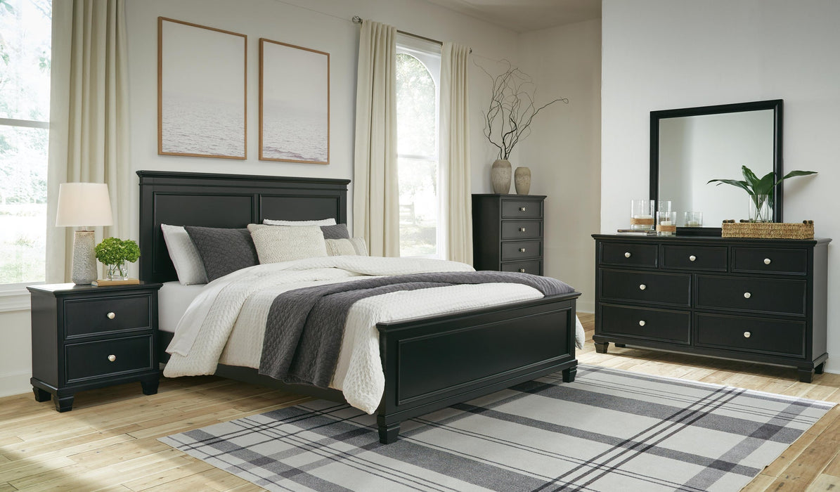 Lanolee Queen Panel Bed with Mirrored Dresser, Chest and Nightstand - alternate view 24