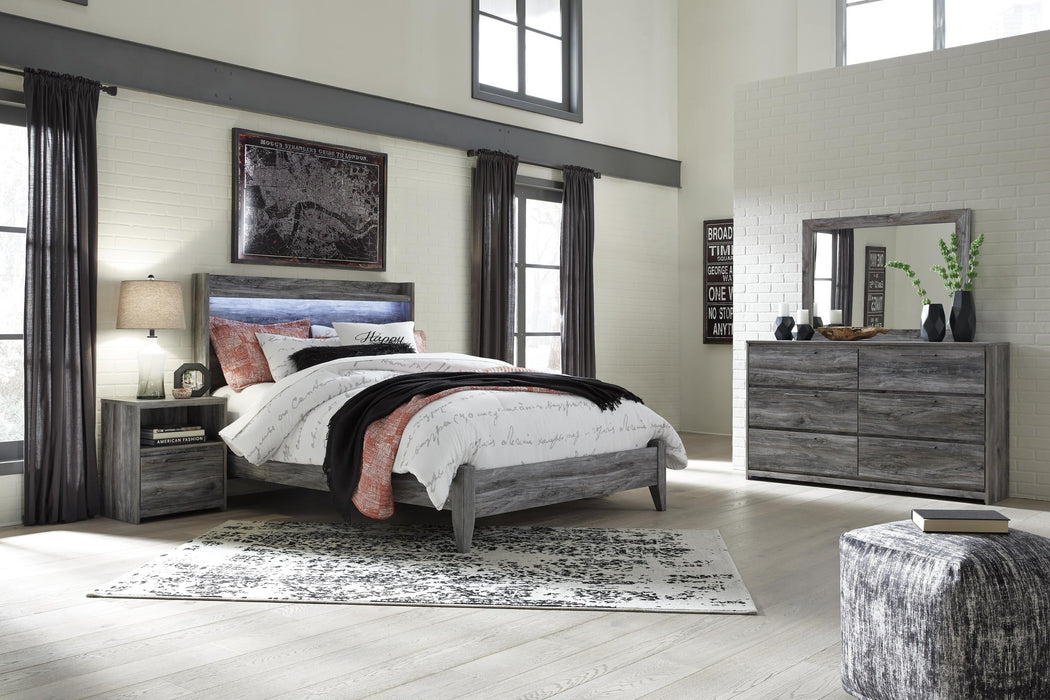 Baystorm Queen Panel Bed with Mirrored Dresser and Nightstand - alternate view 2