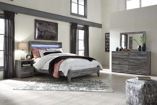 Baystorm Queen Panel Bed with Mirrored Dresser and Nightstand - alternate view 2