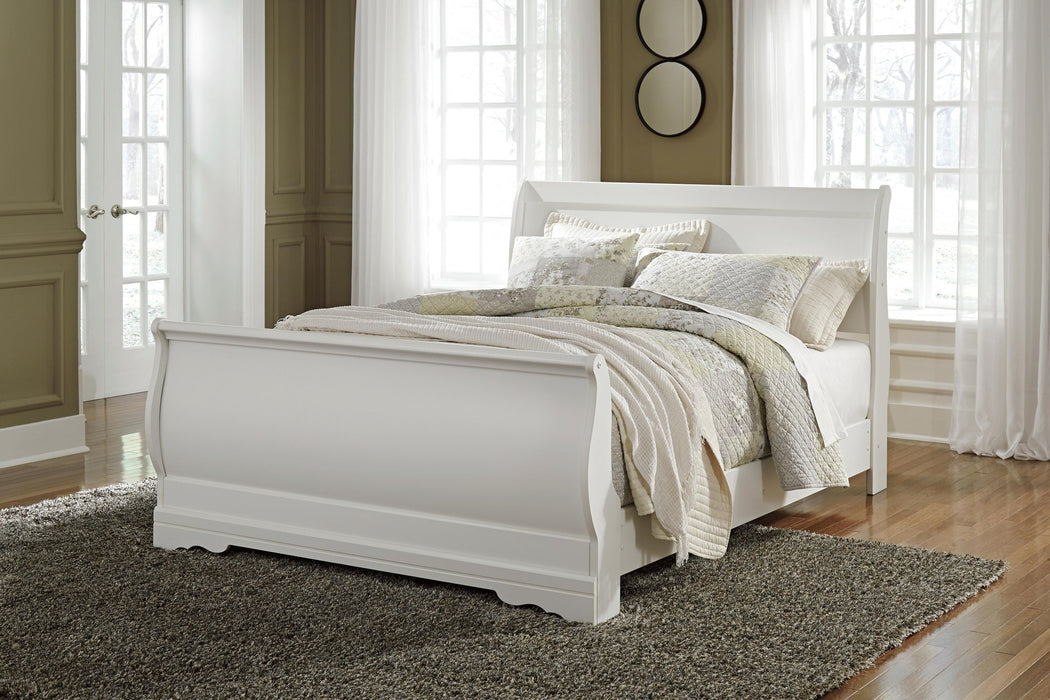 Anarasia Queen Sleigh Bed with Mirrored Dresser and Nightstand - alternate view 6