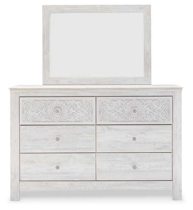 Paxberry Queen Panel Bed with Mirrored Dresser, Chest and Nightstand - alternate view 3
