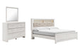 Altyra King Panel Bookcase Bed with Mirrored Dresser