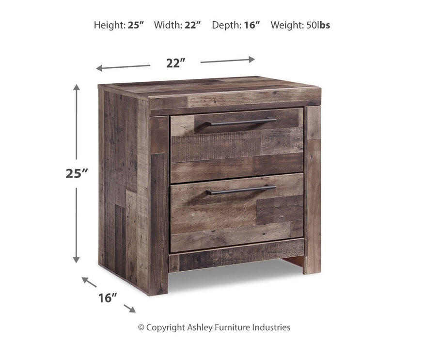 Derekson King Panel Bed with 2 Storage Drawers with Mirrored Dresser and Nightstand - alternate view 6