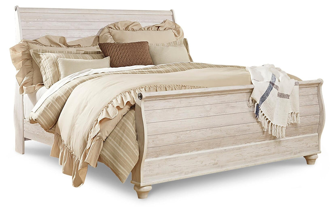 Willowton King Sleigh Bed with Mirrored Dresser and Nightstand - alternate view 3