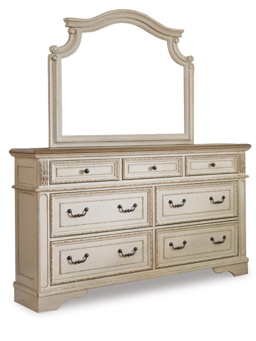 Realyn King Upholstered Panel Bed with Mirrored Dresser and Nightstand - alternate view 2