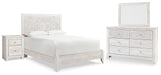 Paxberry Queen Panel Bed with Mirrored Dresser and Nightstand