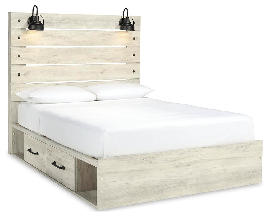 Cambeck Queen Panel Bed with 2 Storage Drawers with Mirrored Dresser and Nightstand - alternate view 3