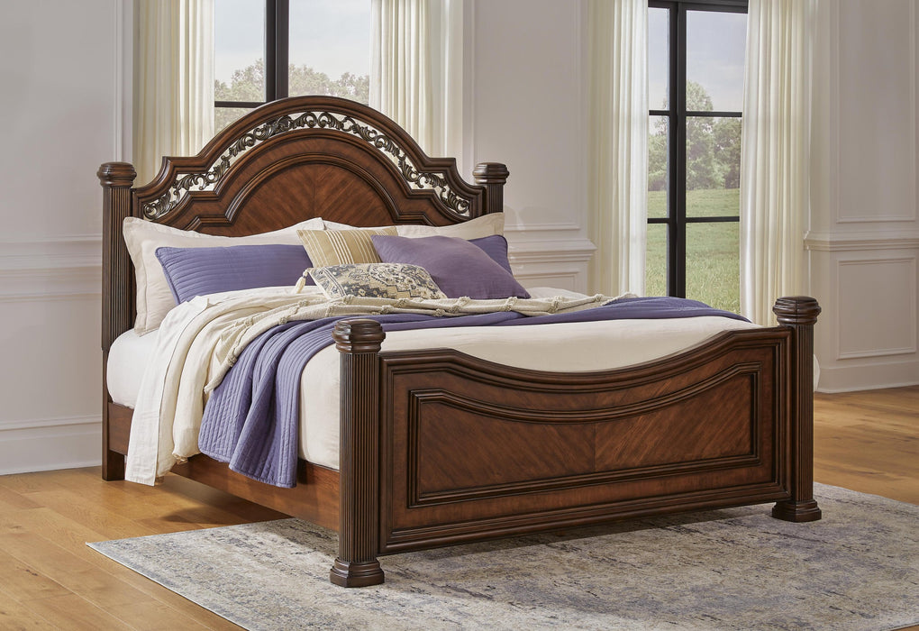 Lavinton Queen Poster Bed with Mirrored Dresser and Nightstand - alternate view 14
