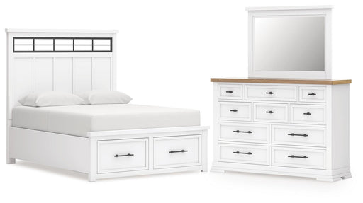 Ashbryn King Panel Storage Bed, Dresser and Mirror