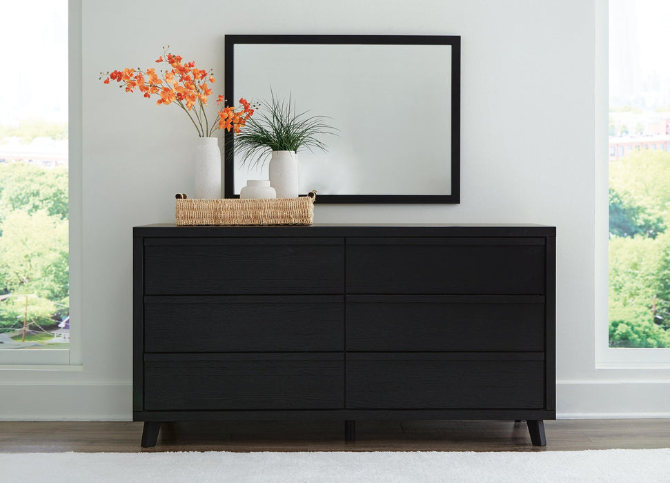 Danziar Queen Panel Bed with Mirrored Dresser - alternate view 8
