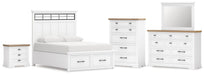 Ashbryn Queen Panel Storage Bed, Dresser, Mirror, Chest and Nightstand