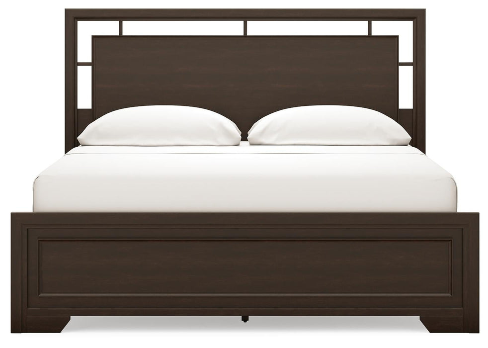 Covetown California King Panel Bed with Mirrored Dresser - alternate view 9
